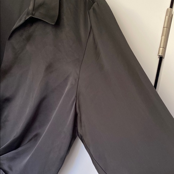 Zara Silky Ruched Wrap Shirt Dress with Plunge Neckline Bloggers M/6 - Picture 10 of 16